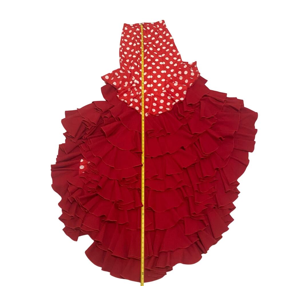 Bata de Cola Flamenco Performance Skirt & Matching Bag Red Polka Dot Size Small - Picture 9 of 16